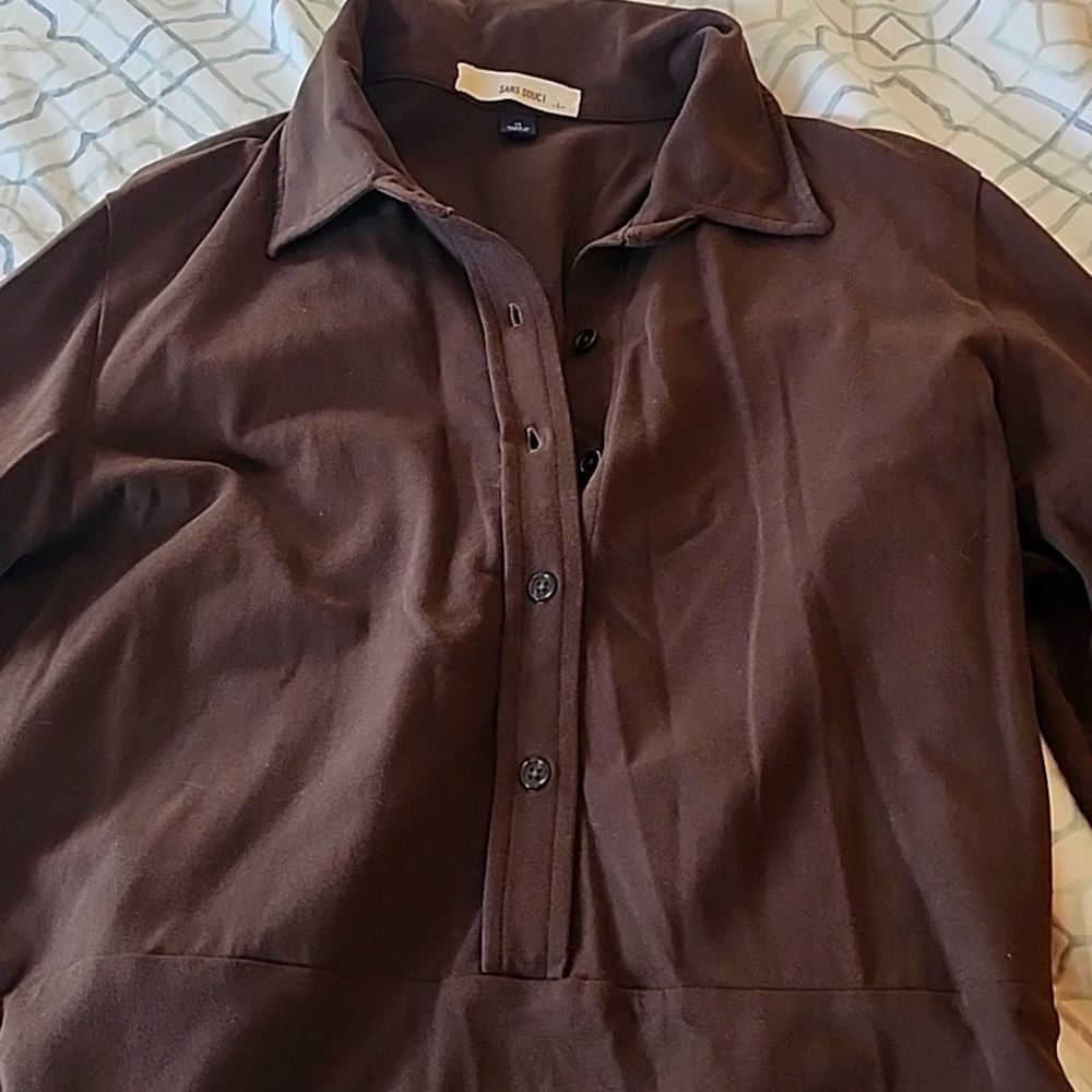 Chocolate brown cotton shirt dress